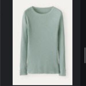 TEAL BLUE Poetry Silk cashmere rib sweater, Size 2. Soft jade color